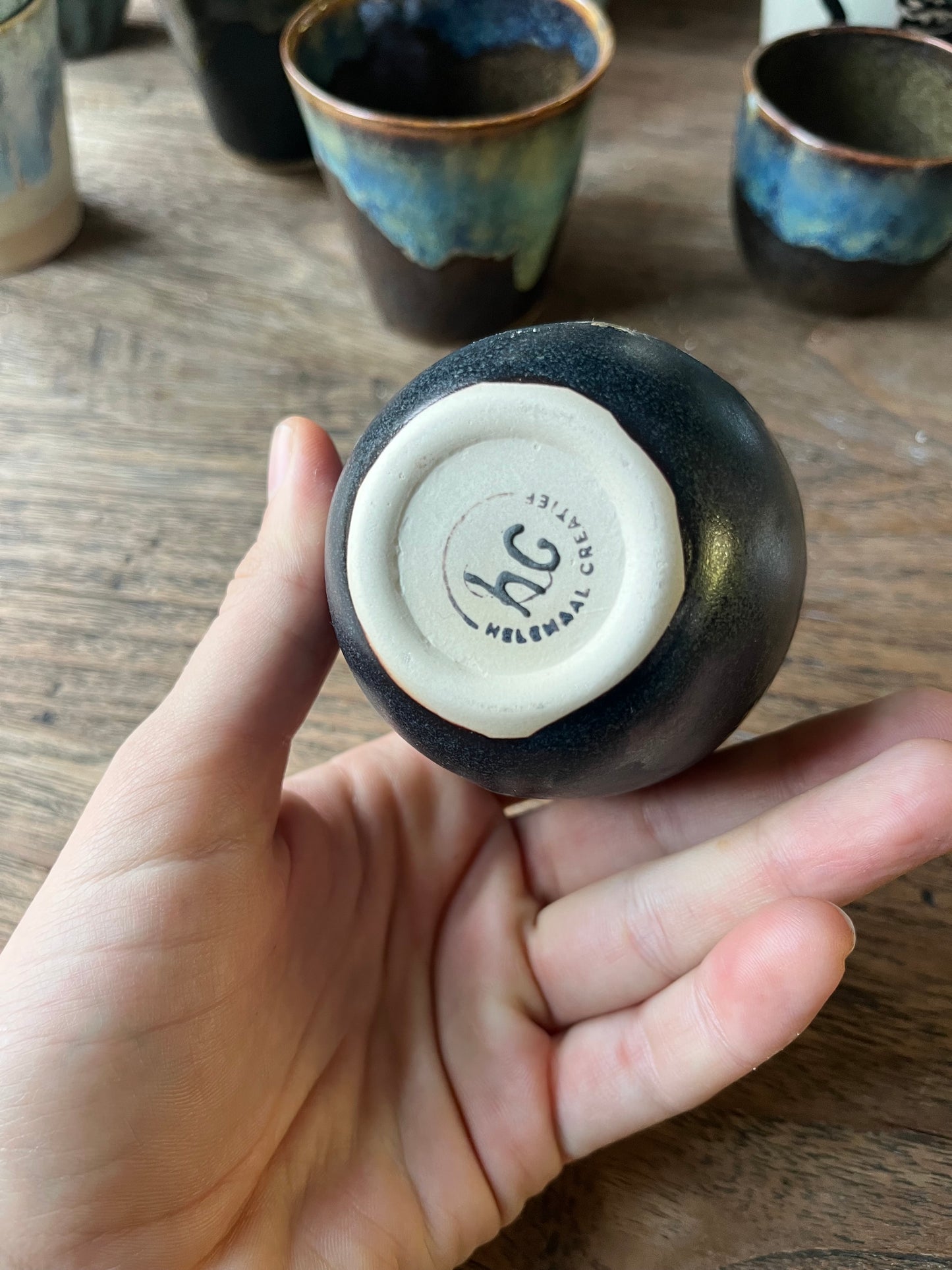 Koffiekopje met overloop donkerblauw #5