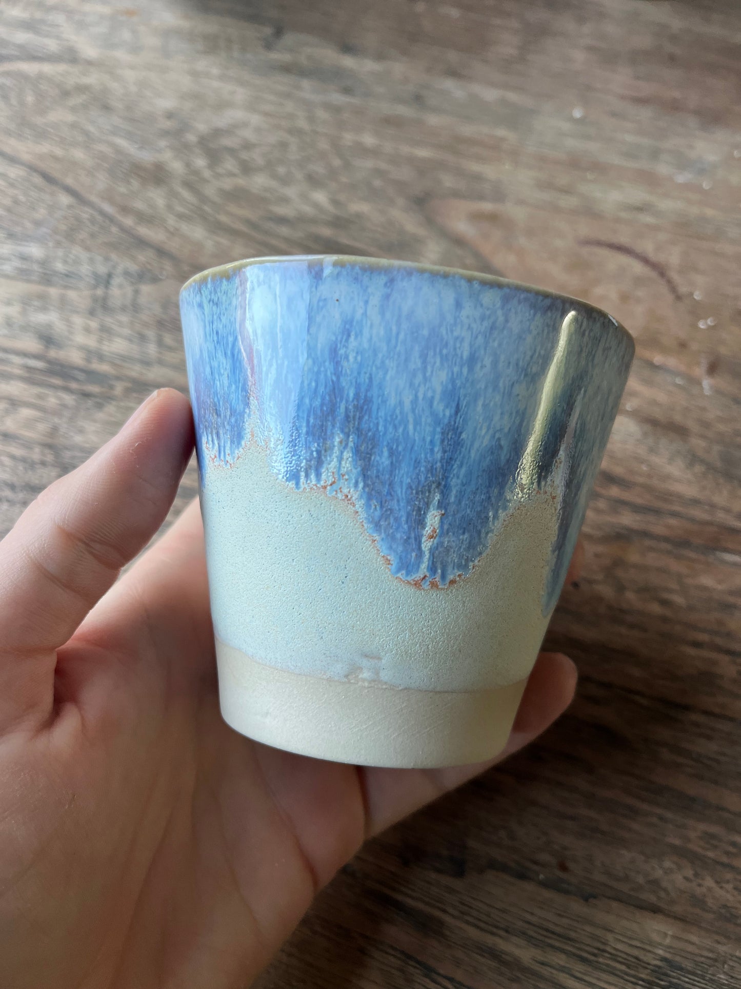 Koffiekopje conical beige met blauw #7
