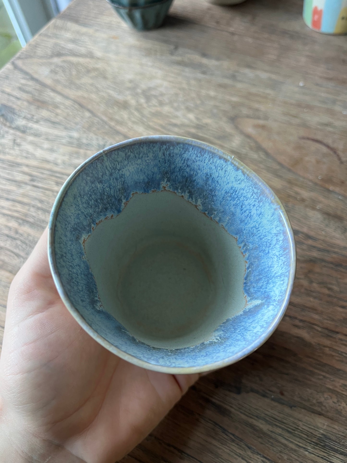 Koffiekopje conical beige met blauw #7