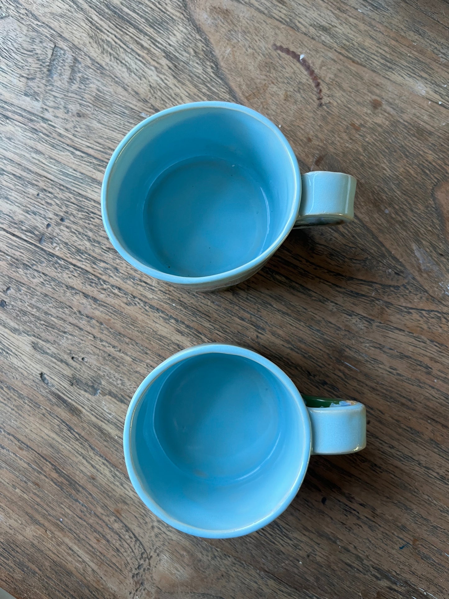 Cilinder mok duo set met oor groen blauw - #4