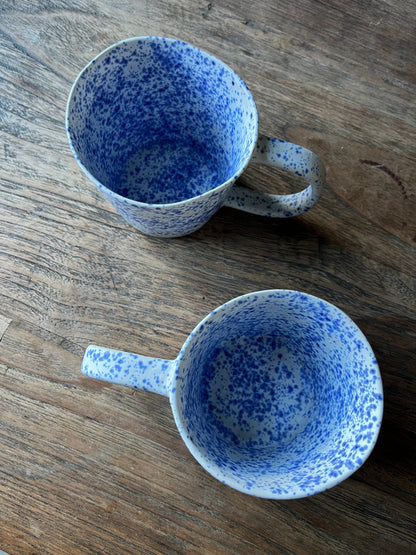 Duo set grote strakke koppen blauwe spikkels met oor #3