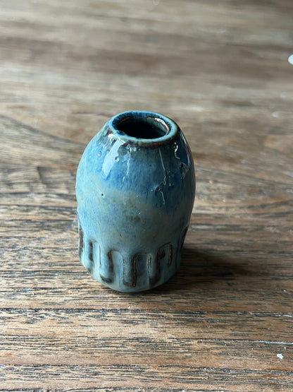 Miniatuur vaas blauw grijs 6cm