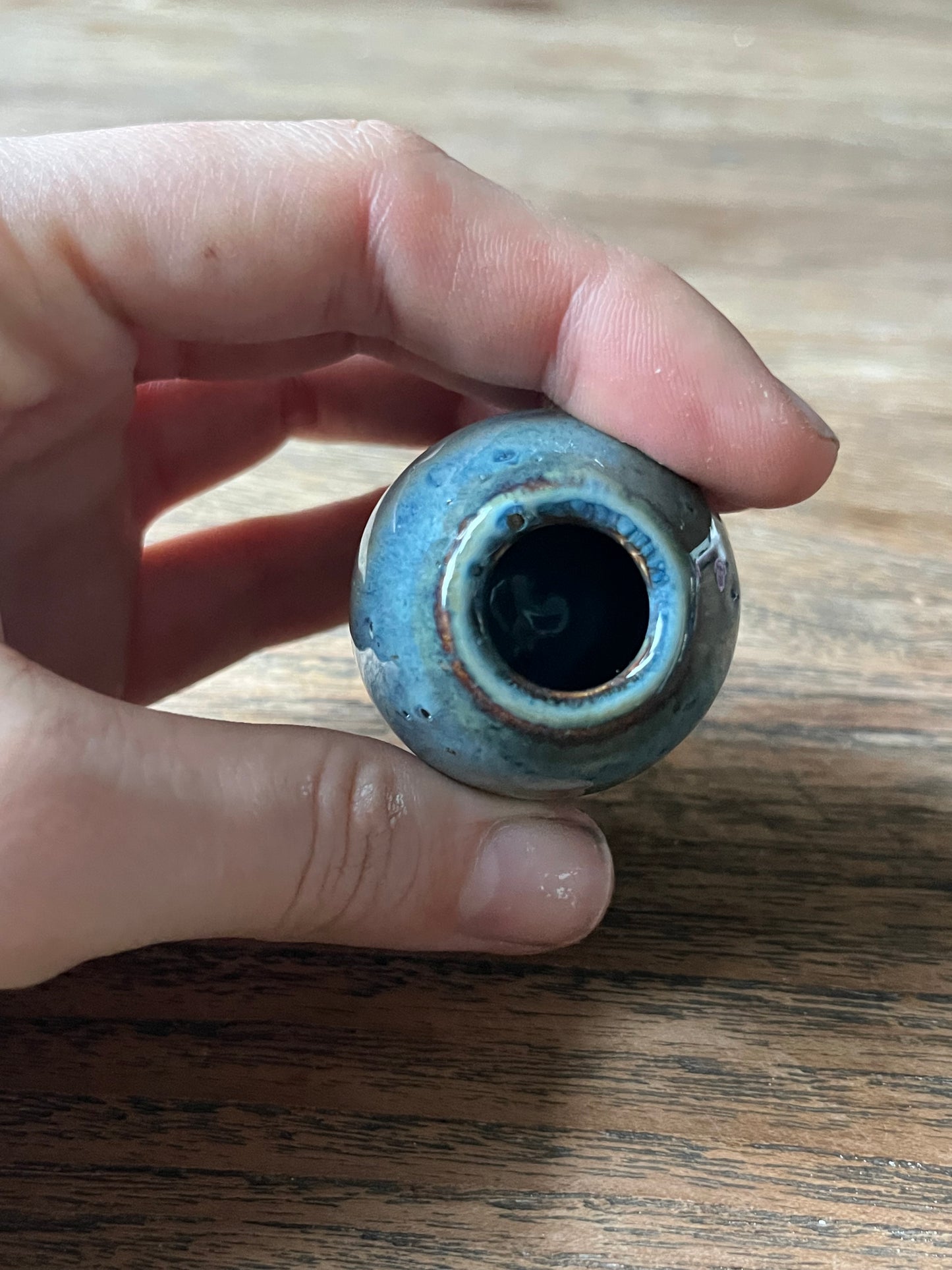 Miniatuur vaas blauw grijs 6cm