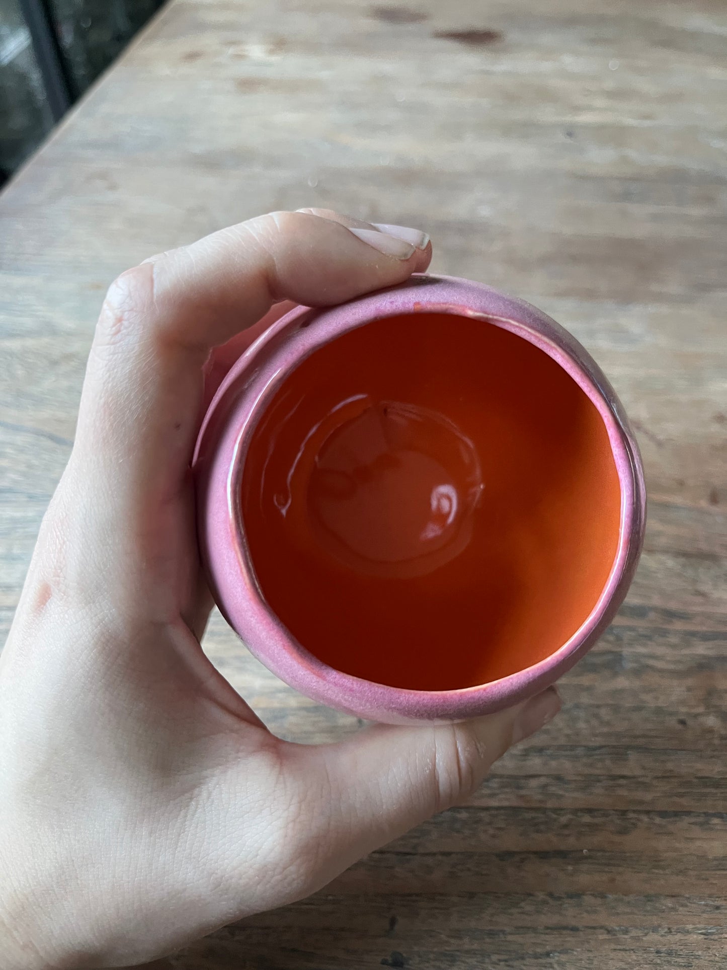 Ronde kop roze met oranje #6