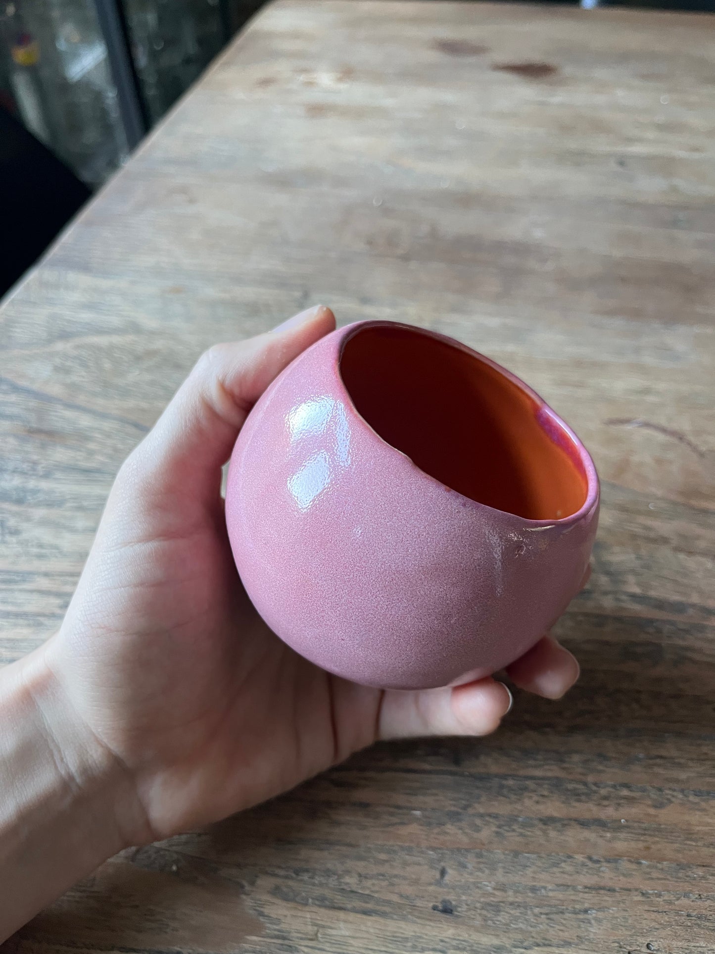 Ronde kop roze met oranje #6