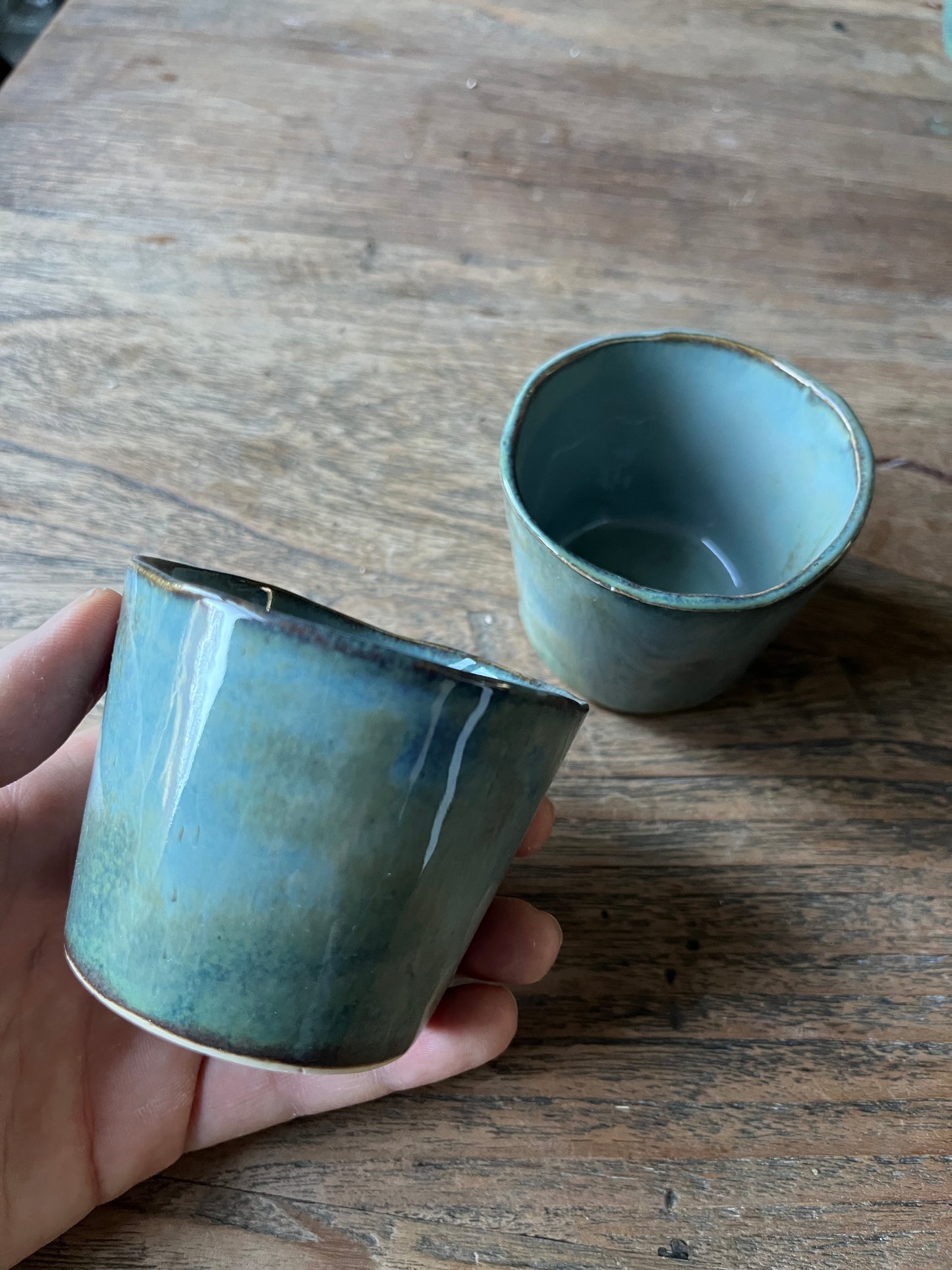 Blauw grijze koffiekopjes duo #2