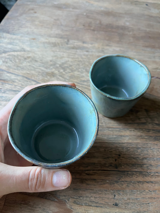 Blauw grijze koffiekopjes duo #2